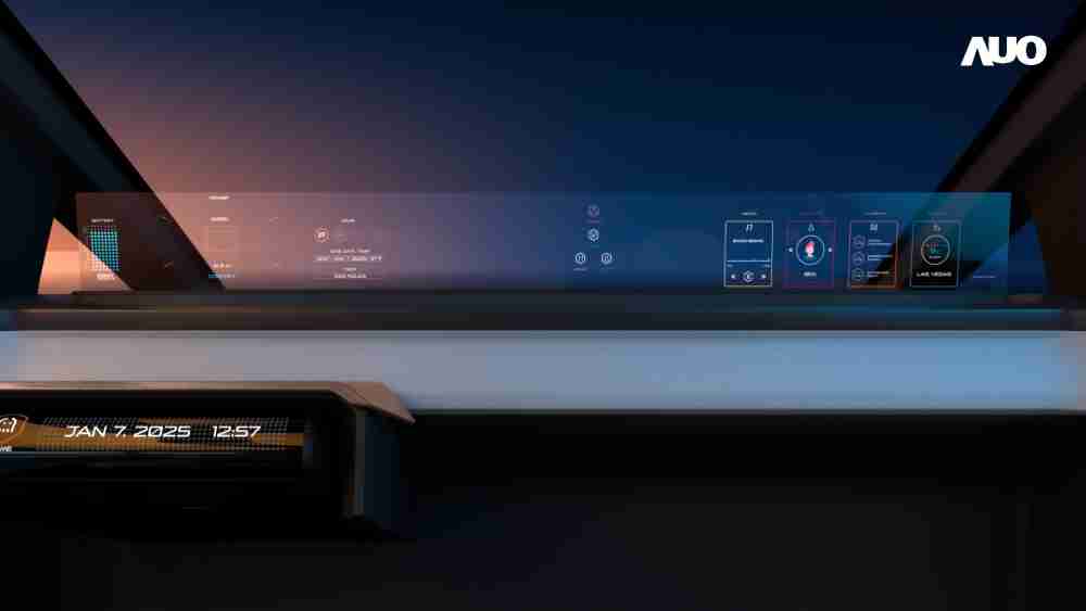 财神娱乐无界透明显示接口(Horizon Image Glass)透过车运算方案整合仪表板、、、、中控台及副驾显示器，，，一体式全景呈现，，，，提供乘用者清晰的前方视野、、、行车必要信息与娱乐功能